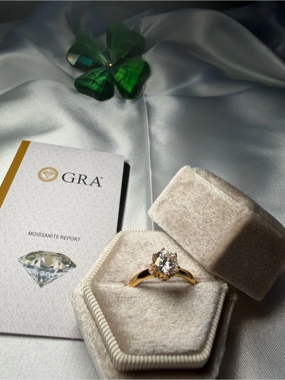 2 Ct Moissanite Ring| Size 6|925 Sterling |Silver Gold Plated|D Color|GRA|New